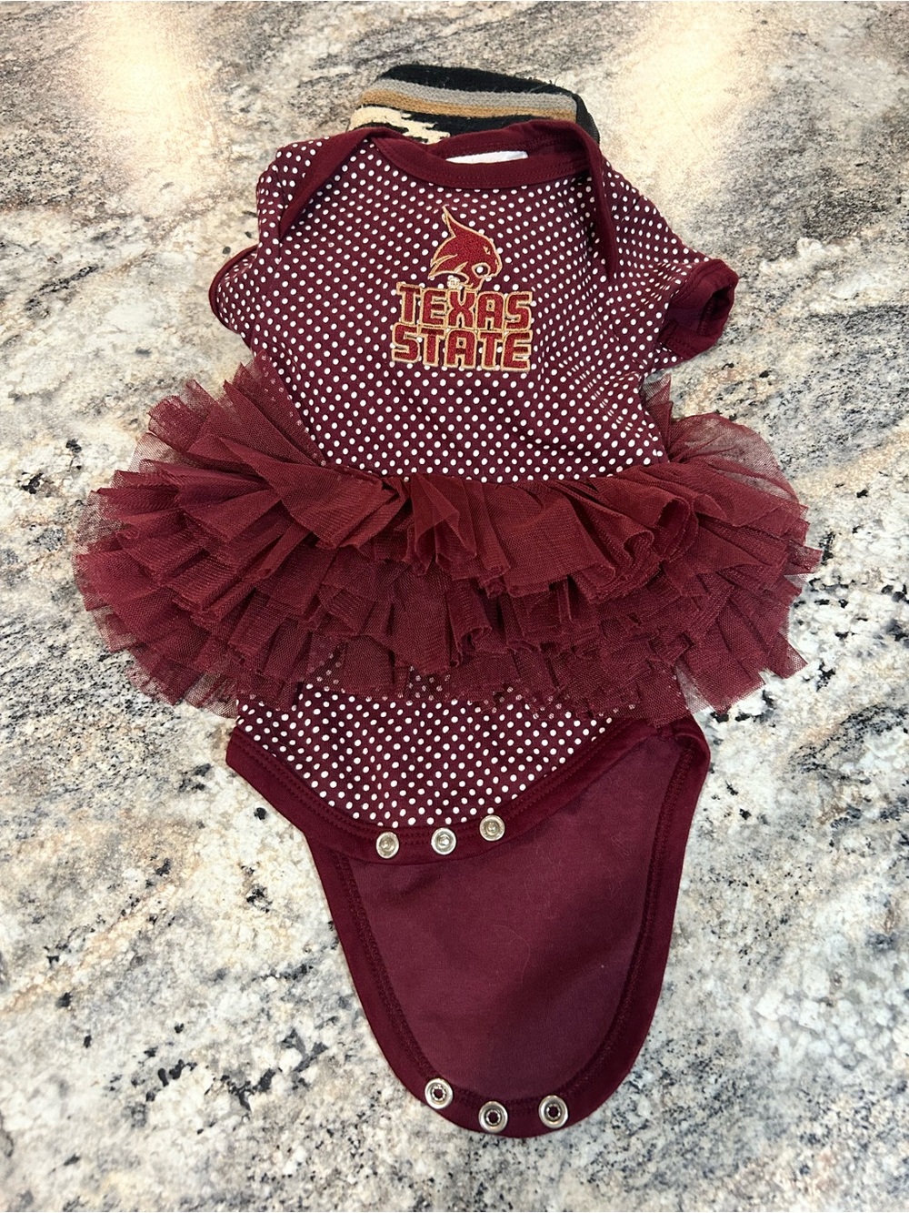 Texas State Polka Dot Tutu Baby Onesie